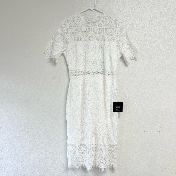 Lulus Remarkable White Sheer Lace Short Sleeve Mini Dress
Size Large NWT - Picture 1 of 9